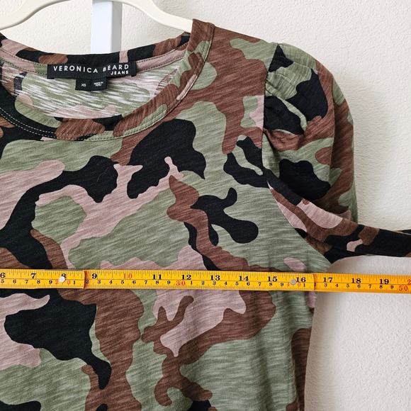 VERONICA BEARD Porter Camouflage Print Puff Long Sleeve Pullover Top Sz XS - Picture 11 of 12